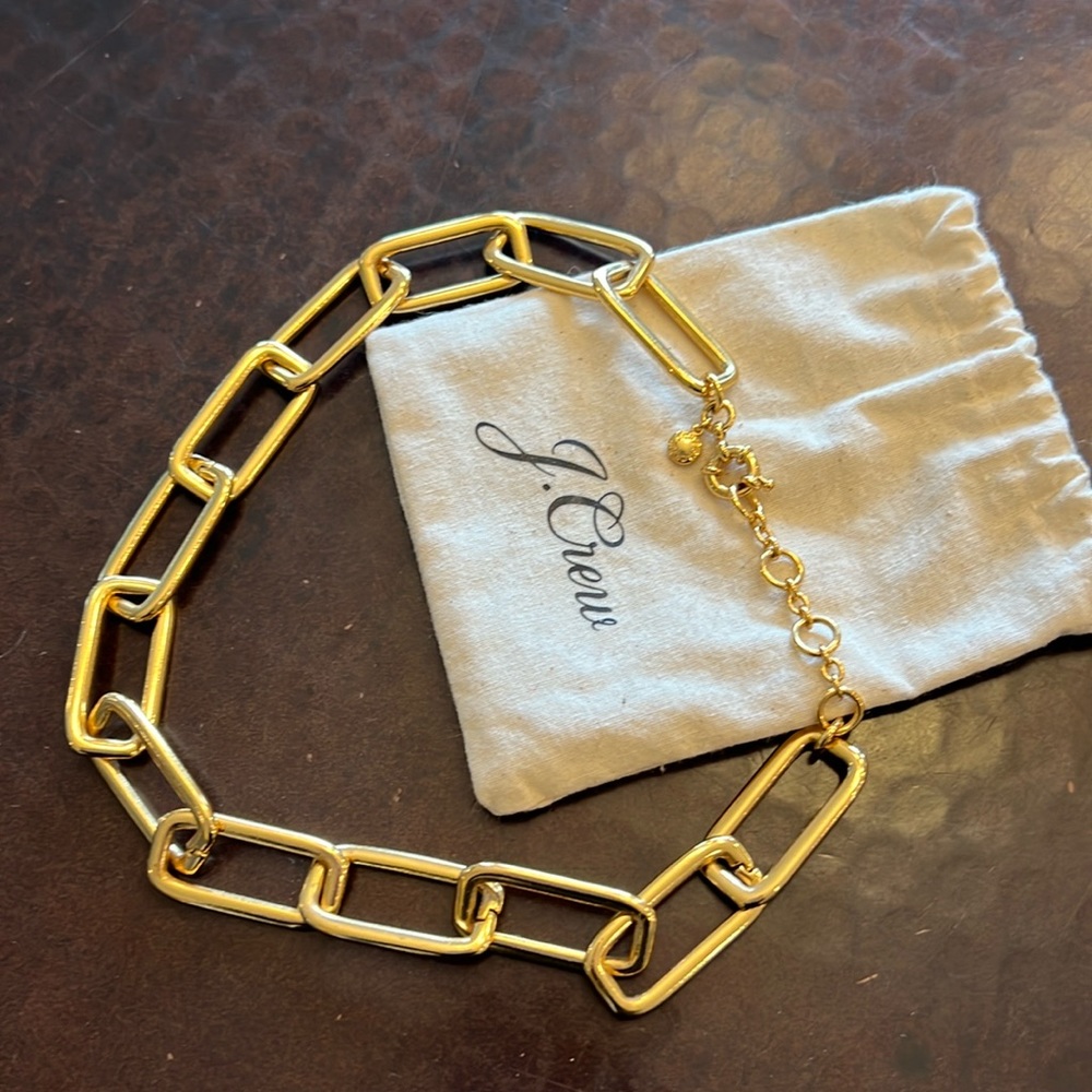J Crew Thin Metallic Chainlink Necklace
